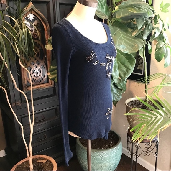 Lucky Brand hand beaded waffle knit thermal top - Picture 6 of 8